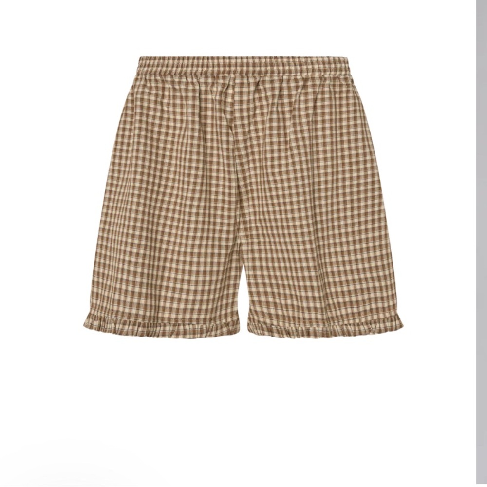 Sonderhaus Brown Gingham Elastic-Waist Shorts